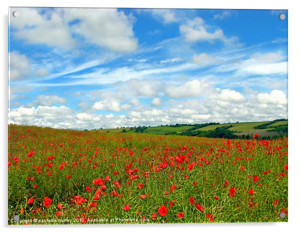 Poppy Field.Charm. Acrylic by paulette hurley