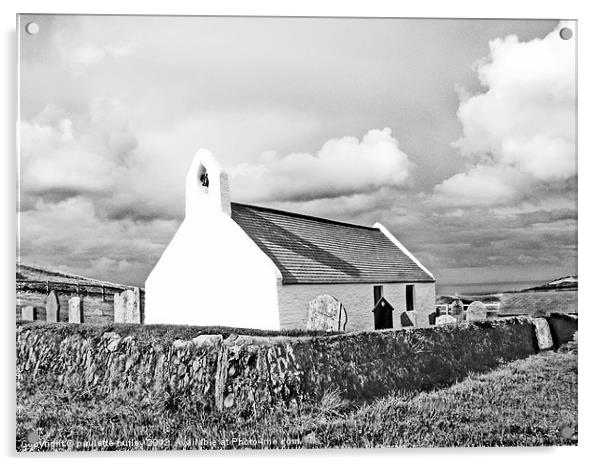 Mwnt Chapel.Black+White.Cardigan. Acrylic by paulette hurley