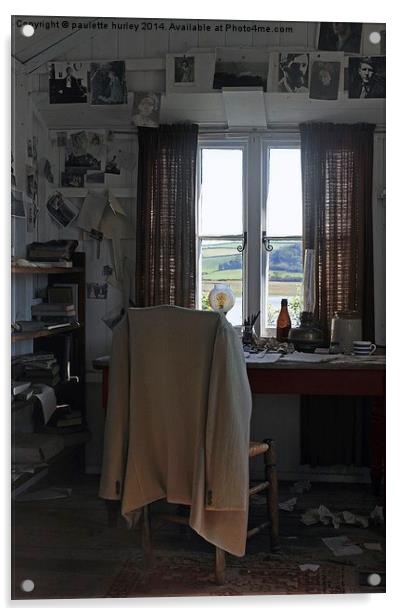  Dylan Thomas. Inside The Writing Shed. Laugharne. Acrylic by paulette hurley