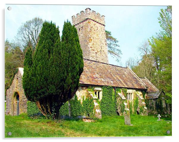 Gumfreston Celtic Church-Tenby-Pembrokeshire. Acrylic by paulette hurley