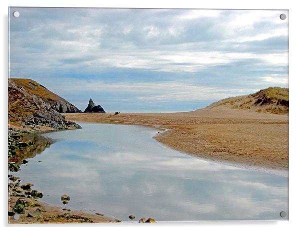 Broadhaven Beach,Pembrokeshire,Wales. Acrylic by paulette hurley