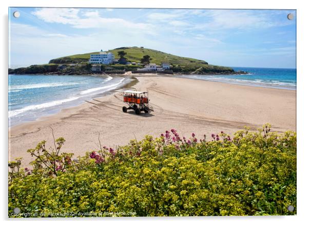 Burgh Island Sea Tractor Acrylic by Gill Allcock