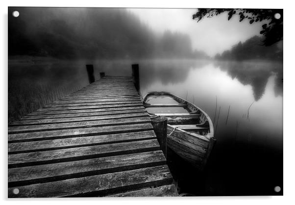 Loch Ard, misty mono Acrylic by David Mould