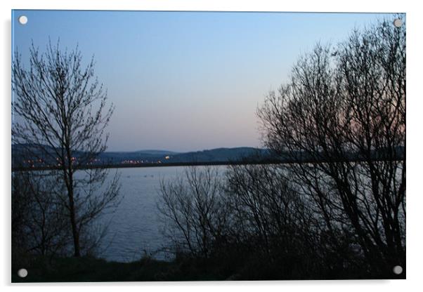 Fishmoor Reservoir, Blackburn Sunset Acrylic by Peter Elliott 