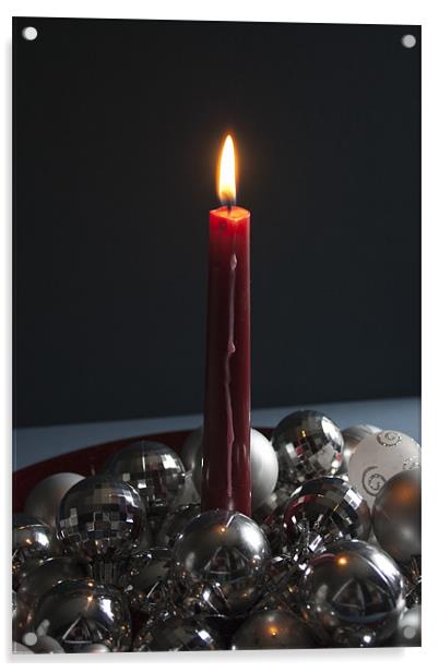 Christmas Candle Acrylic by Peter Elliott 