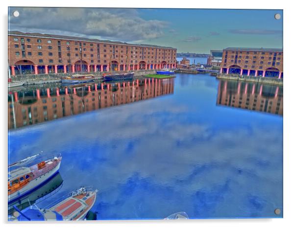 Albert Dock Liverpool Watercolour Acrylic by Peter Elliott 