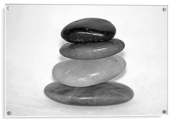Stack of Stones in B&W Acrylic by Donna Collett