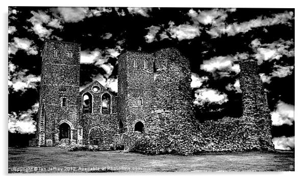 Reculver Castle - Monotone Acrylic by Ian Jeffrey