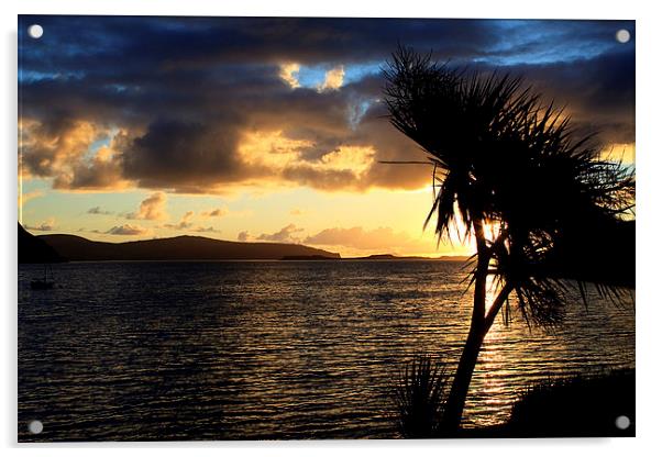 Loch Bay Sunset Acrylic by Ian Jeffrey