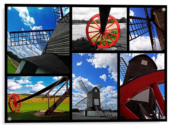 Pitstone Windmill - Collage Acrylic by Ian Jeffrey