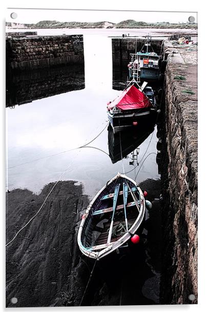 Beadnell Harbour Acrylic by Ian Jeffrey