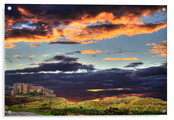 Bamburgh Castle At Sunset Acrylic by Ian Jeffrey