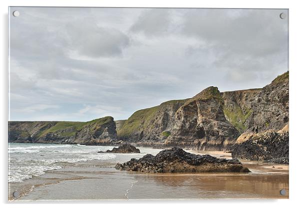 Bedruthan Steps, Cornwall Acrylic by Dawn Cox