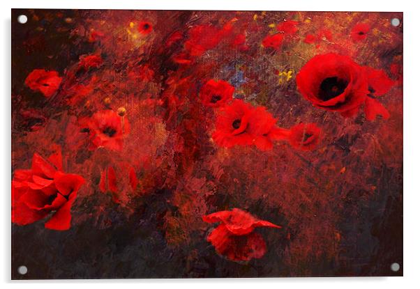 A Chaos of Poppies Acrylic by Dawn Cox