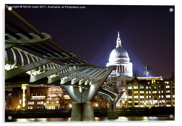 St Paul's and Millennium Bridge, London Acrylic by Mohit Joshi