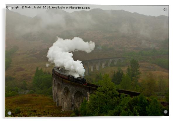 Steam Train on Glenfinnan Viaduct Acrylic by Mohit Joshi
