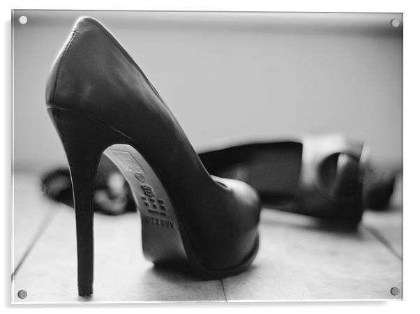 Sexy Black 7inch Heel Peep Toe Shoes Acrylic by K. Appleseed.