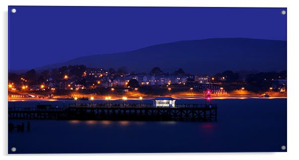 Swanage at night Acrylic by Tony Bates