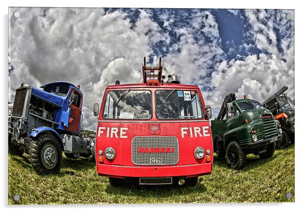 1961 vintage bedford fire engine Acrylic by Tony Bates