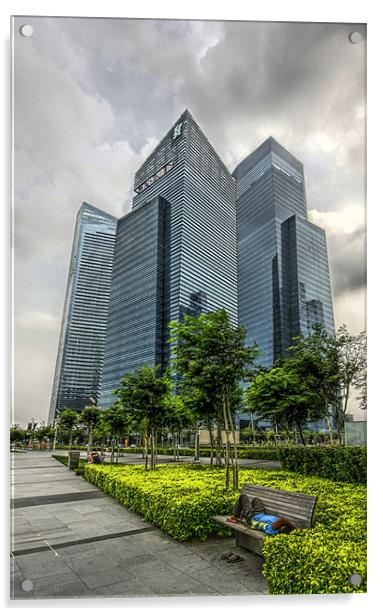 Singapore cityscape Acrylic by Tony Bates