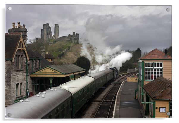 Corfe railway station Acrylic by Tony Bates