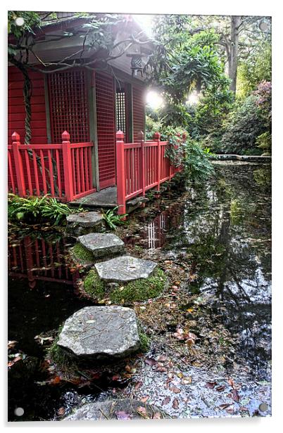 Japanese Garden Acrylic by Tony Bates