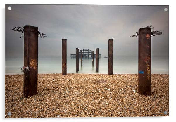  Brighton west pier remains Acrylic by Tony Bates