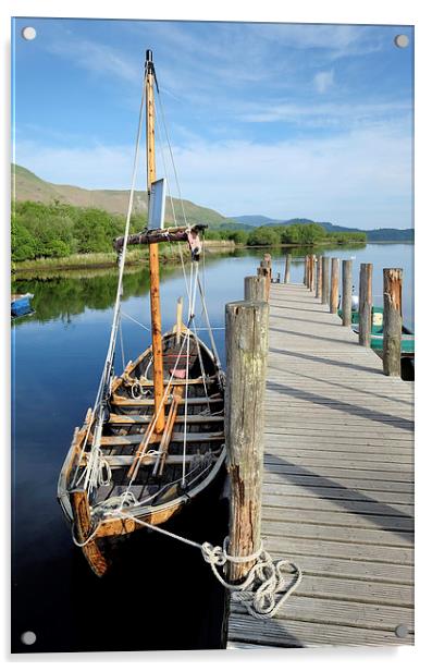  Lodore landing Derwent water Acrylic by Tony Bates