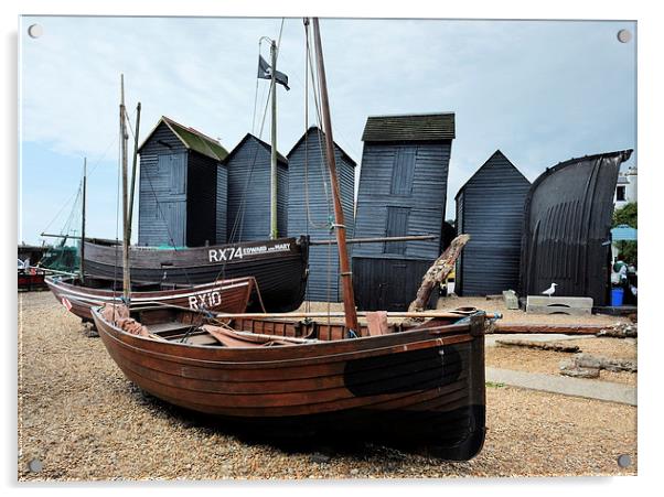  Hastings net sheds Acrylic by Tony Bates