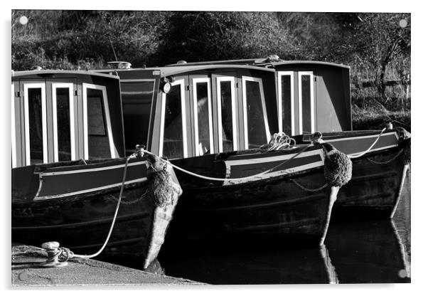 Kennet and Avon narrow boats Acrylic by Tony Bates