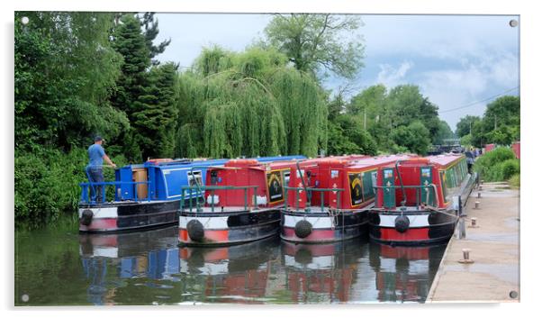 Kennet and Avon Canal narrow boats Acrylic by Tony Bates