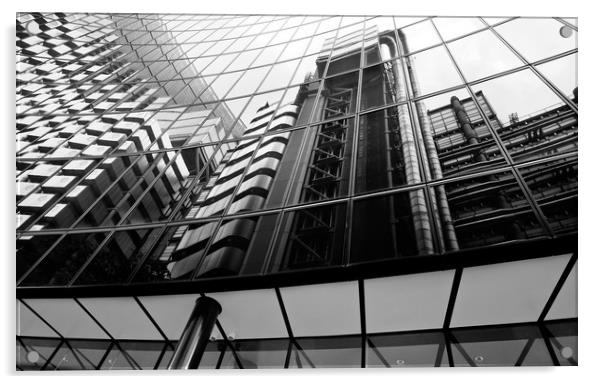 Reflection lloyds insurance building london Acrylic by Tony Bates