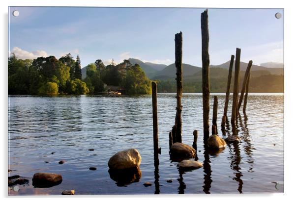 Derwent water Cumbria Acrylic by Tony Bates