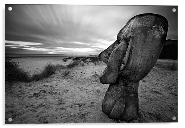 Moai carving Acrylic by Tony Bates