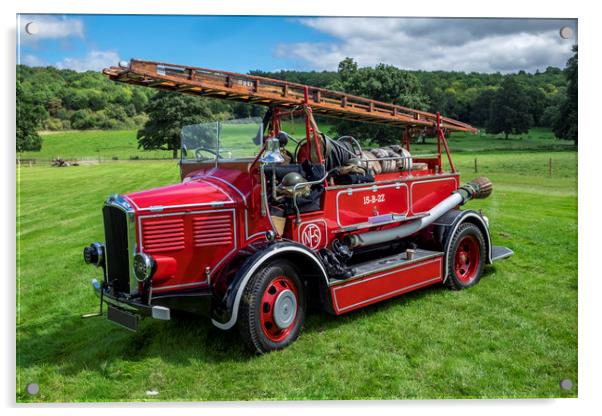 Dennis vintage fire engine Acrylic by Tony Bates