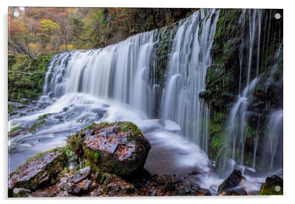 Brecon beacons waterfall Acrylic by Tony Bates