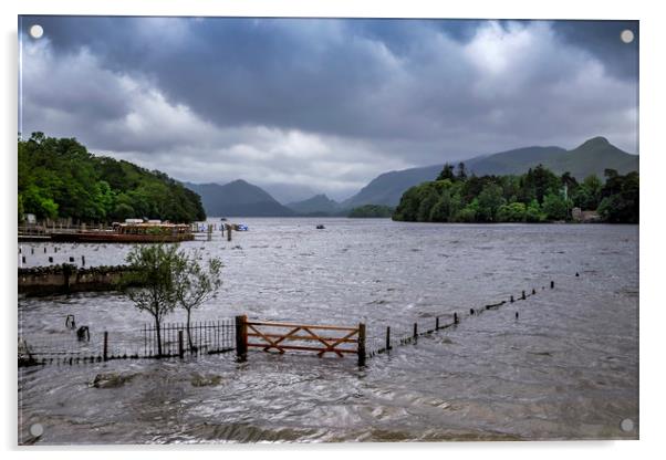 Derwent water Cumbria Acrylic by Tony Bates