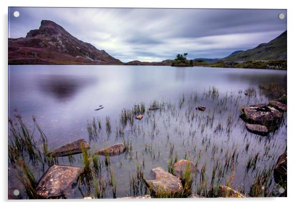 Cregennan Lakes north Wales Acrylic by Tony Bates