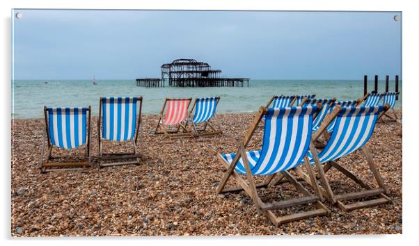 West pier at Brighton Acrylic by Tony Bates