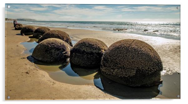 The Moeraki Boulders Acrylic by Tony Bates