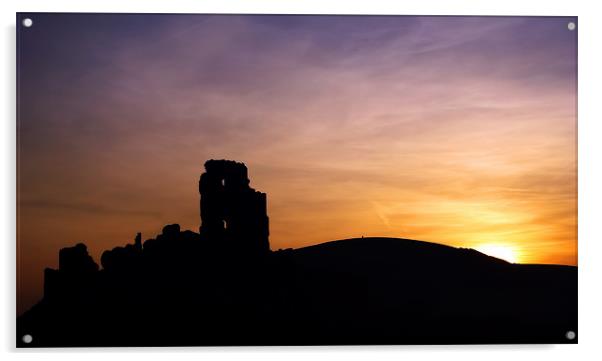 Corfe Castle silhouette Acrylic by Tony Bates