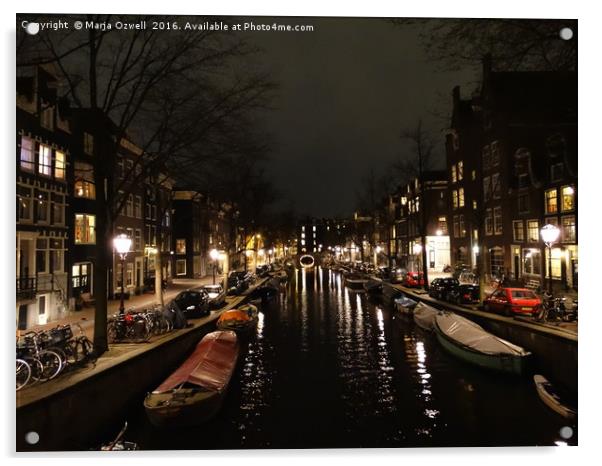 Amsterdam at night Acrylic by Marja Ozwell