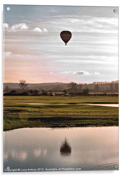 Balloon over Port Meadow, Oxford Acrylic by Lucy Antony