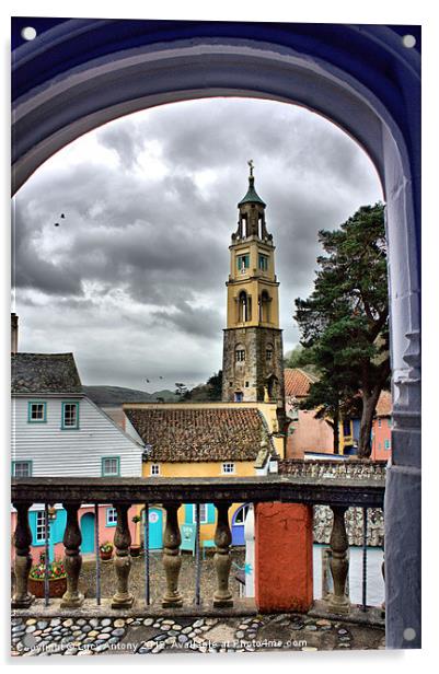 Port Merion - Bell tower Acrylic by Lucy Antony