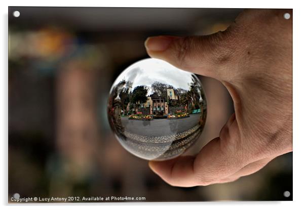 Port Merion in a crystal ball Acrylic by Lucy Antony