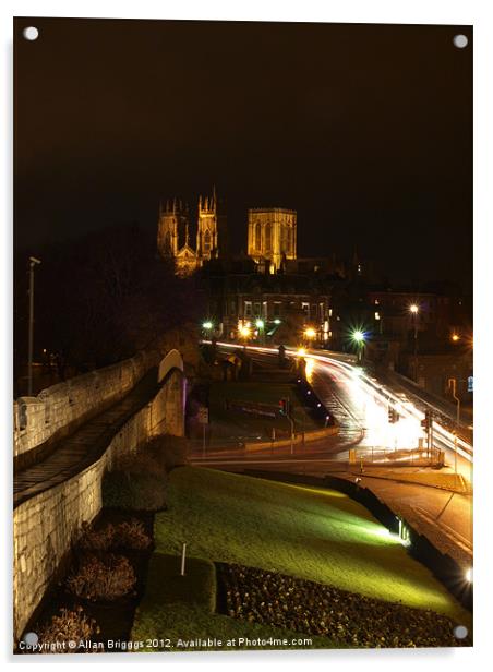 York Minster & Bar Walls at Night Acrylic by Allan Briggs