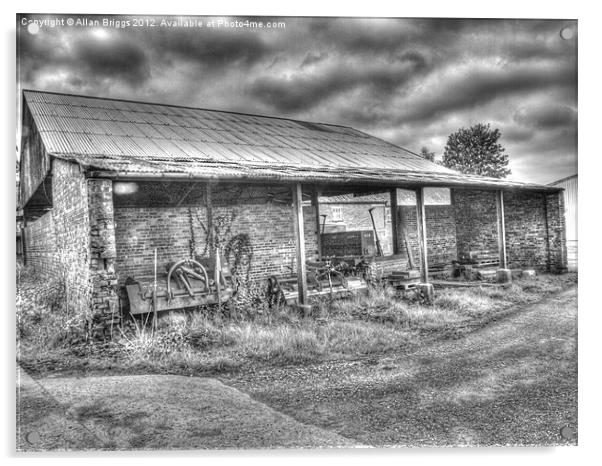Long Marston Barn B&W Acrylic by Allan Briggs