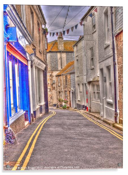 St. Ives Street Acrylic by Allan Briggs