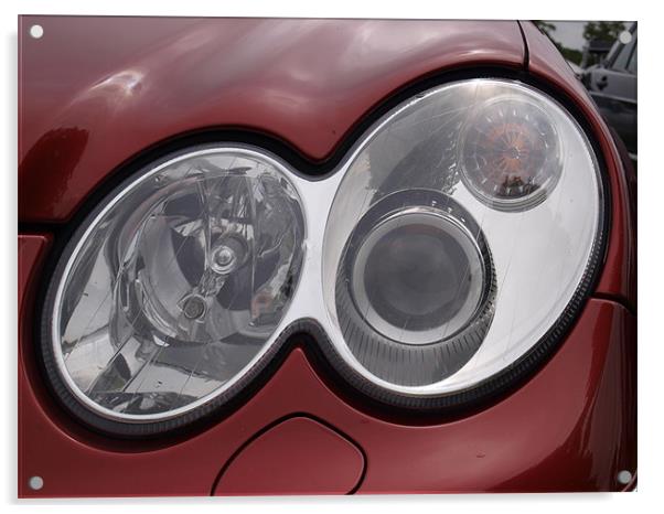 Maroon Mercedes headlight Acrylic by Allan Briggs