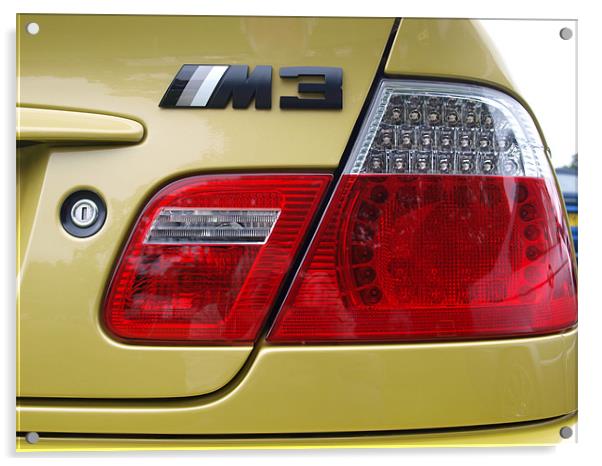 Gold BMW rear light Acrylic by Allan Briggs